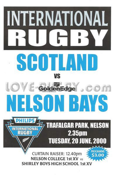 2000 Nelson Bays v Scotland  Rugby Programme